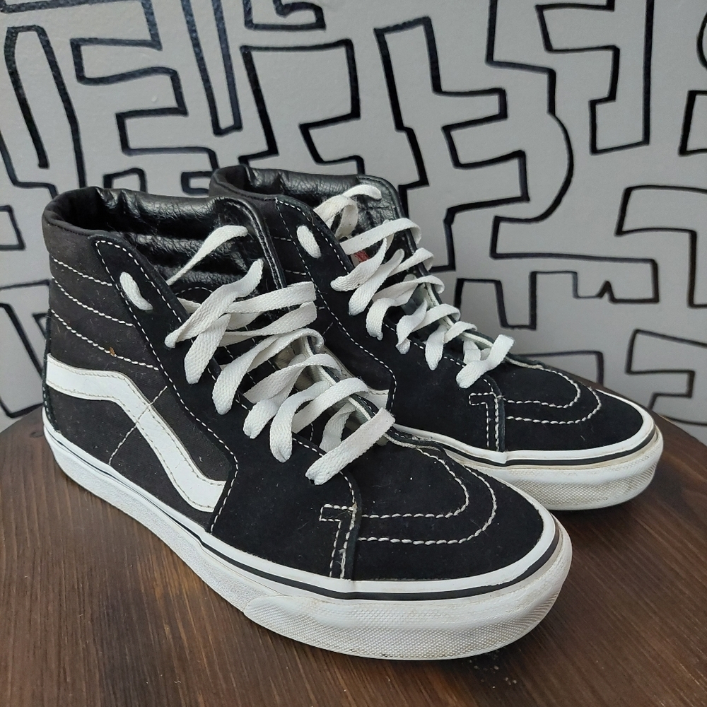VANS SK8 hi blac canvas lace up High Top Skate Shoes Men's size 5 Women's 6.5.